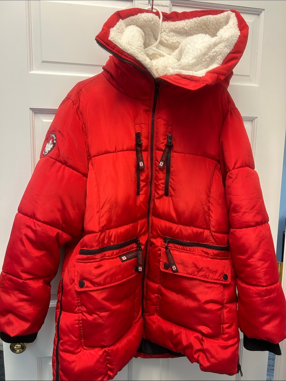 Canada Weather Gear Woman’s Size 1X Red Heavyweight Parka Puffer Coat Hooded